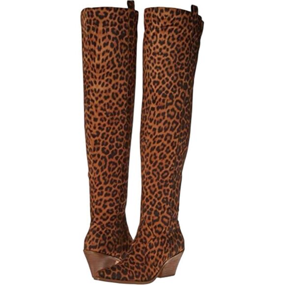 Jessica Simpson Zeana Leopard Print Suede Knee-High Boots - Picture 1 of 14